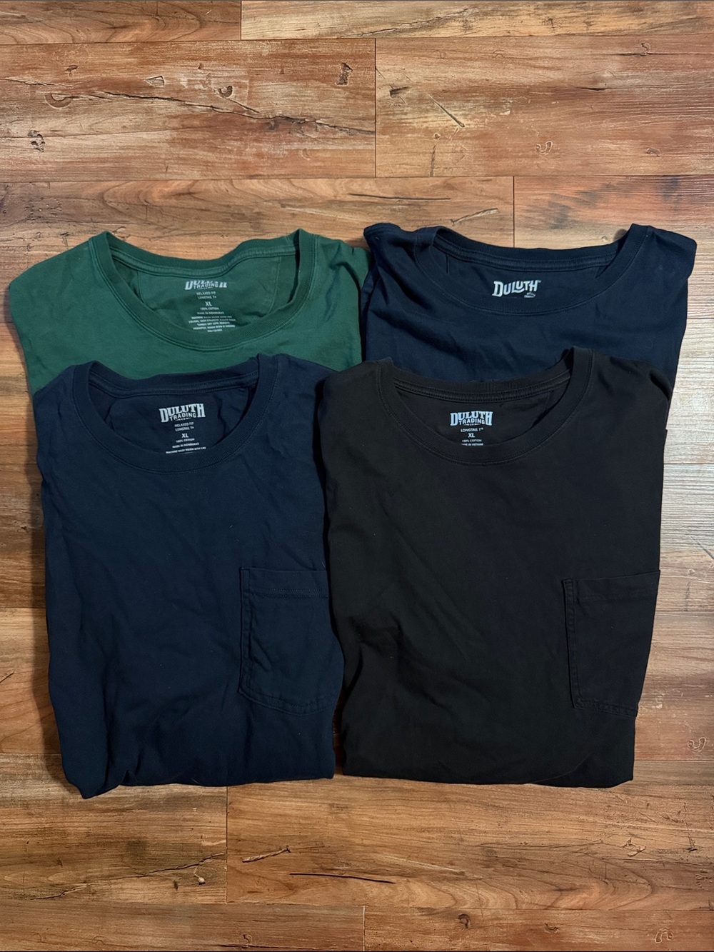 Duluth Trading Co Men's Crew Pocket Tees - Black, Navy & Green